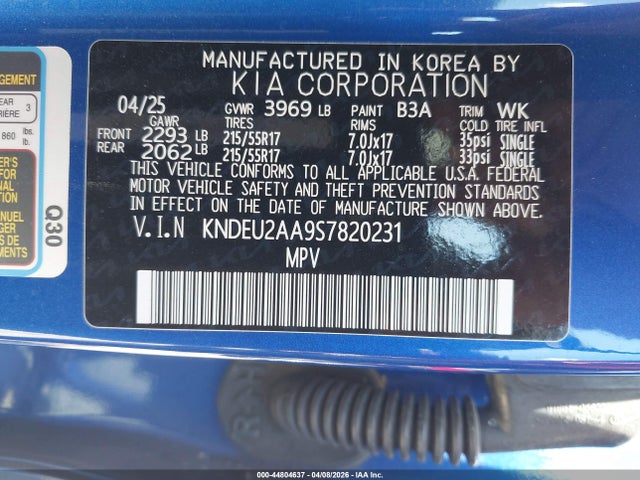 Auction sale of the 2025 Kia Seltos S, vin: KNDEU2AA9S7820231, lot number: 44804637
