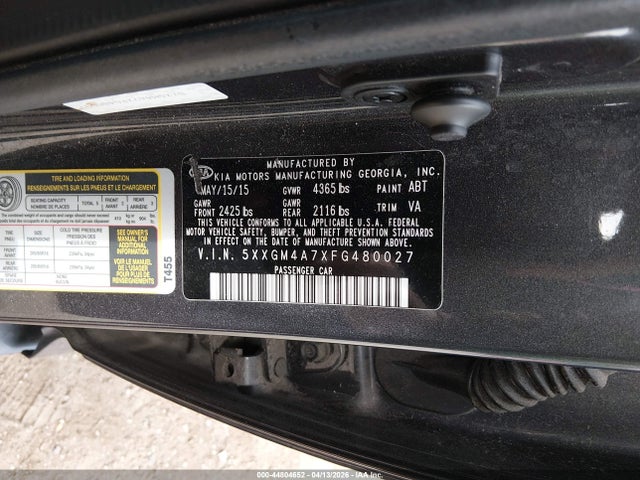 Продажа на аукционе авто 2015 Kia Optima Lx, vin: 5XXGM4A7XFG480027, номер лота: 44804652
