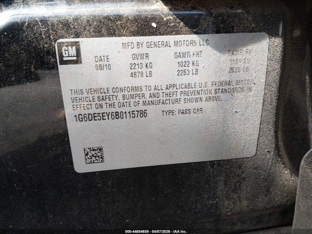 Aukcja sprzedaży 2011 Cadillac Cts Luxury, vin: 1G6DE5EY6B0115786, numer aukcji: 44804659