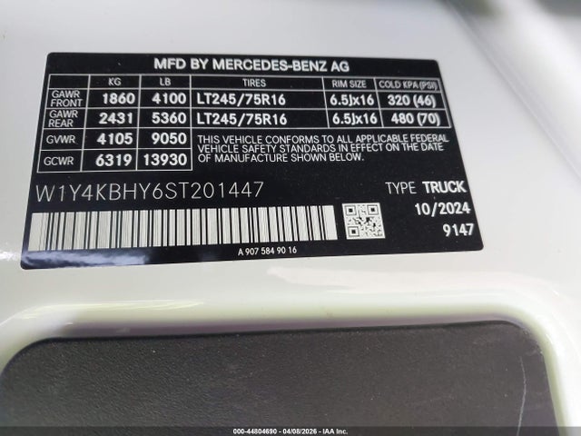 Продаж на аукціоні авто 2025 Mercedes-benz Sprinter 2500 Standard Roof 4-cyl Diesel, vin: W1Y4KBHY6ST201447, номер лоту: 44804690
