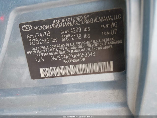 Продаж на аукціоні авто 2010 Hyundai Sonata Gls, vin: 5NPET4ACXAH659348, номер лоту: 44804697