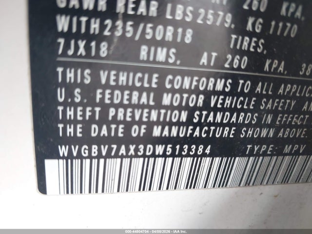 2013 VOLKSWAGEN TIGUAN WVGBV7AX3DW513384 Photo 8