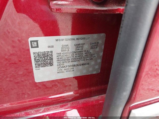 Продажа на аукционе авто 2018 Cadillac Ct6 Premium Luxury, vin: 1G6KF5RS6JU146635, номер лота: 44804734