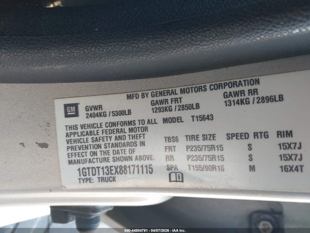 Продаж на аукціоні авто 2008 Gmc Canyon Sle2, vin: 1GTDT13EX88171115, номер лоту: 44804791