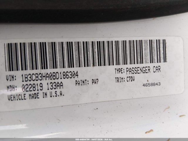 Aukcja sprzedaży 2011 Dodge Caliber Mainstreet, vin: 1B3CB3HA0BD186304, numer aukcji: 44804795
