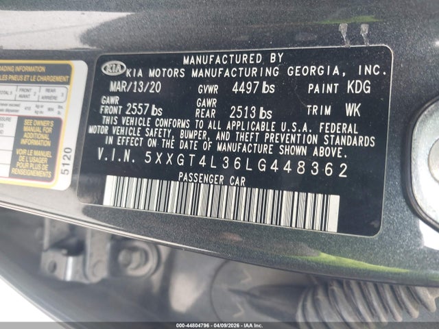 KIA Optima Lx 2020 5XXGT4L36LG448362 Image 9