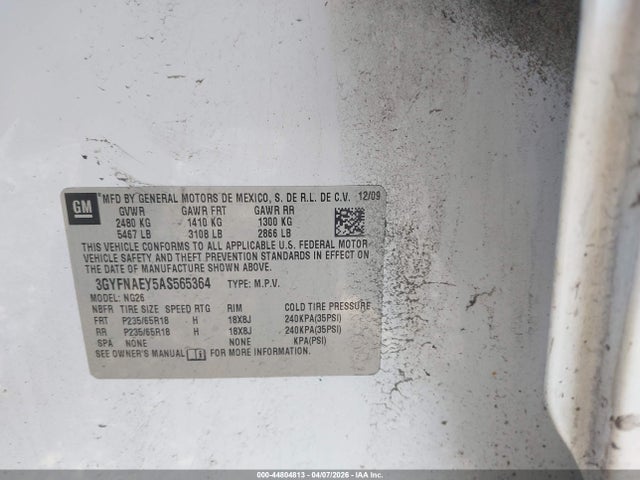 Продаж на аукціоні авто 2010 Cadillac Srx Luxury Collection, vin: 3GYFNAEY5AS565364, номер лоту: 44804813