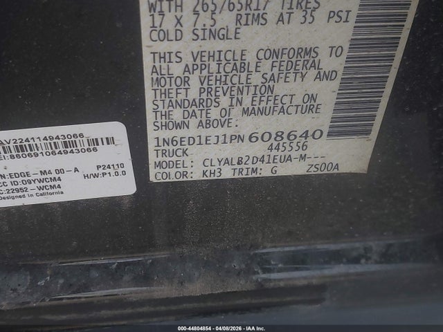 Продажа на аукционе авто 2023 Nissan Frontier Sv 4x2, vin: 1N6ED1EJ1PN608640, номер лота: 44804854