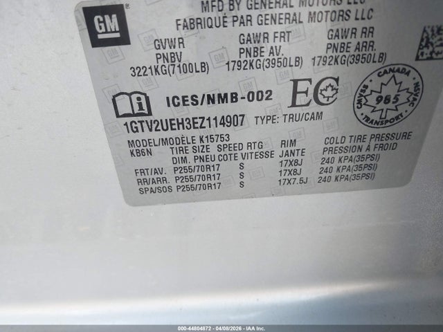 Aukcja sprzedaży 2014 Gmc Sierra 1500 Sle, vin: 1GTV2UEH3EZ114907, numer aukcji: 44804872