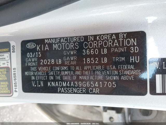 Aukcja sprzedaży 2016 Kia Rio Lx, vin: KNADM4A39G6541705, numer aukcji: 44804885