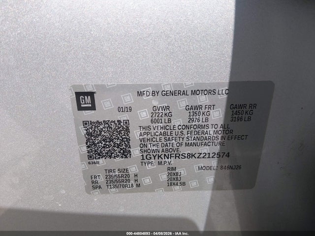 Aukcja sprzedaży 2019 Cadillac Xt5 Premium Luxury, vin: 1GYKNFRS8KZ212574, numer aukcji: 44804893