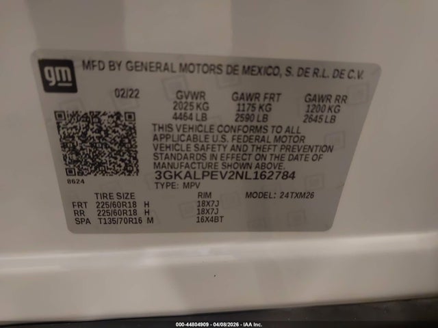 Auction sale of the 2022 Gmc Terrain Fwd Slt, vin: 3GKALPEV2NL162784, lot number: 44804909