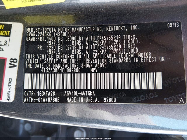 Toyota VENZA LE 2014 4T3ZA3BB1EU082800 Image 9