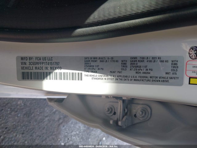 Продаж на аукціоні авто 2026 Ram 1500 Big Horn  4x4 5'7 Box, vin: 3C6SRFFP1T4151797, номер лоту: 44804924