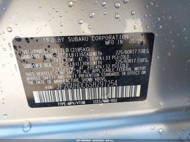 Продажа на аукционе авто 2025 Subaru Crosstrek Premium, vin: JF2GUHDC6SH297254, номер лота: 44804940