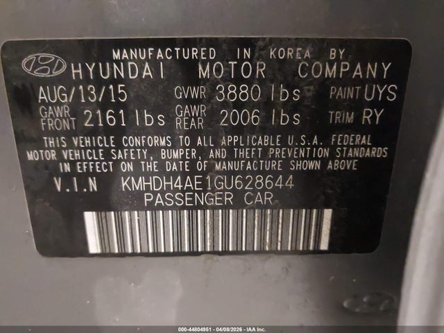 Hyundai Elantra Value Edition 2016 KMHDH4AE1GU628644 Image 9