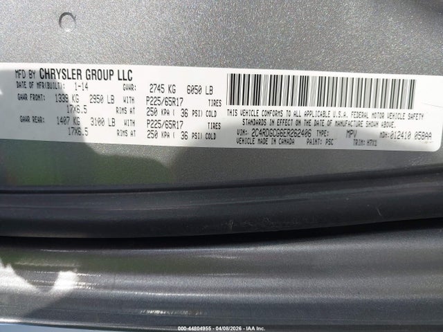 Aukcja sprzedaży 2014 Dodge Grand Caravan Sxt, vin: 2C4RDGCG6ER262406, numer aukcji: 44804955