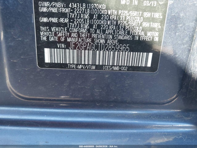 Продажа на аукционе авто 2013 Subaru Xv Crosstrek 2.0i Limited, vin: JF2GPAGC1D2859965, номер лота: 44805009