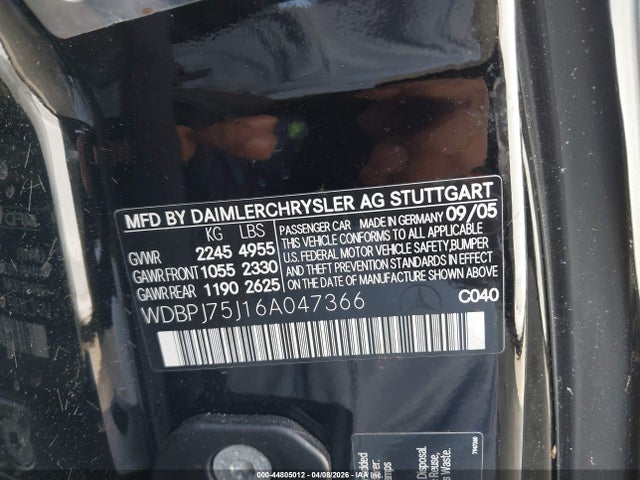 2006 MERCEDES-BENZ CL 500 WDBPJ75J16A047366 Photo 8