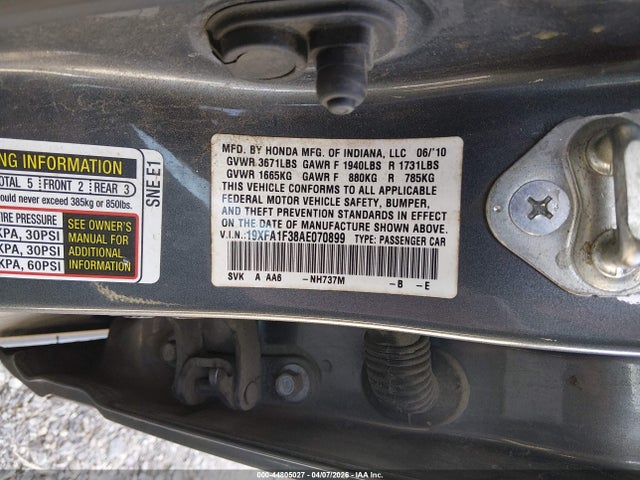 2010 HONDA CIVIC 19XFA1F38AE070899 Photo 8