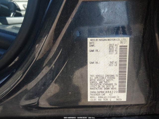 Aukcja sprzedaży 2017 Nissan Altima 2.5 S, vin: 1N4AL3AP8HC484220, numer aukcji: 44805053