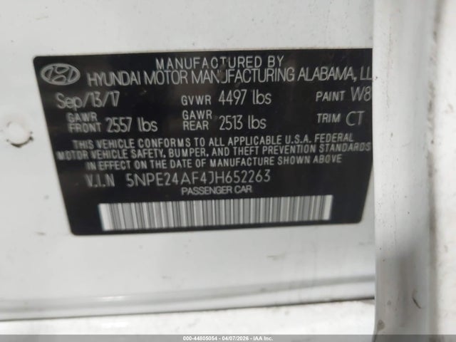 Продажа на аукционе авто 2018 Hyundai Sonata Se, vin: 5NPE24AF4JH652263, номер лота: 44805054