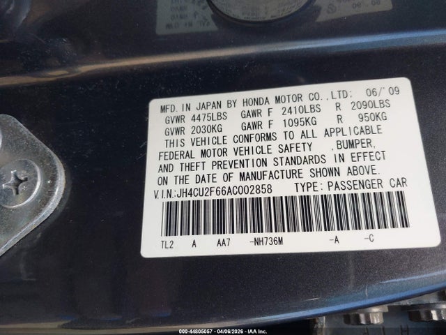 Продаж на аукціоні авто 2010 Acura Tsx 2.4, vin: JH4CU2F66AC002858, номер лоту: 44805057