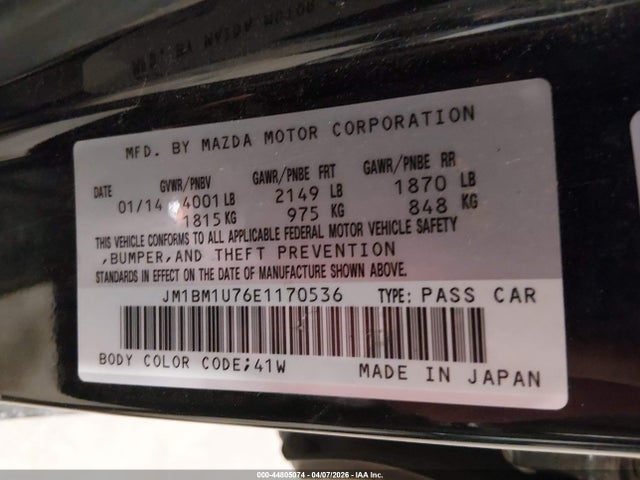 2014 Mazda Mazda3 I Sport მანქანა იყიდება აუქციონზე, vin: JM1BM1U76E1170536, აუქციონის ნომერი: 44805074