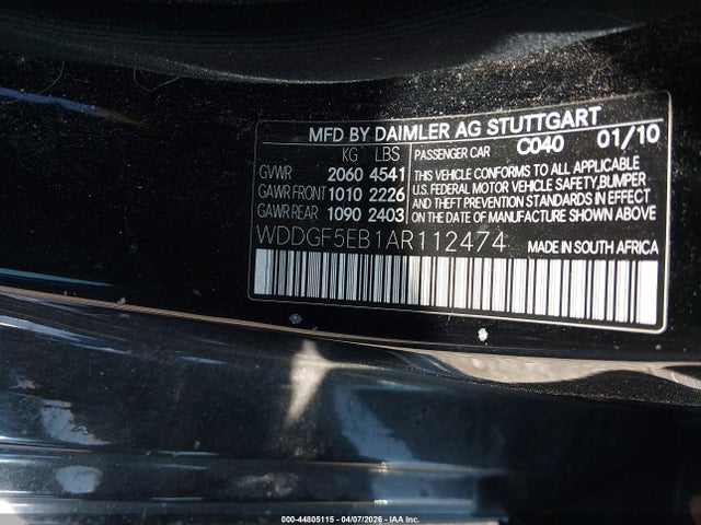 2010 Mercedes-benz C 300 Luxury მანქანა იყიდება აუქციონზე, vin: WDDGF5EB1AR112474, აუქციონის ნომერი: 44805115