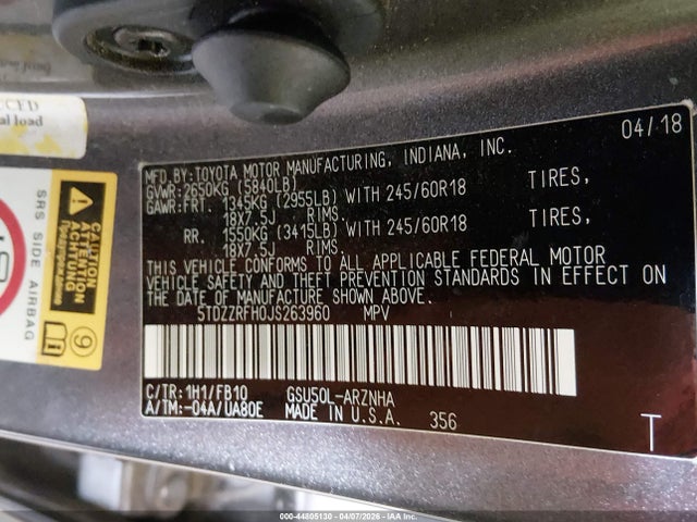 Toyota Highlander Le 2018 5TDZZRFH0JS263960 Image 9