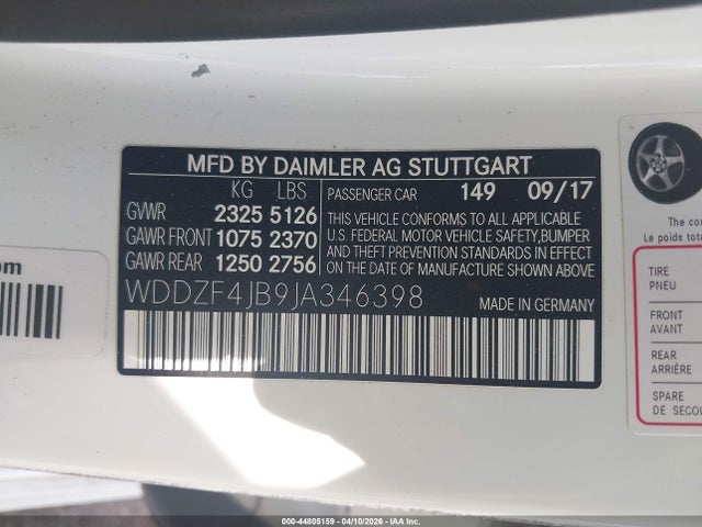 Продажа на аукционе авто 2018 Mercedes-benz E 300, vin: WDDZF4JB9JA346398, номер лота: 44805159