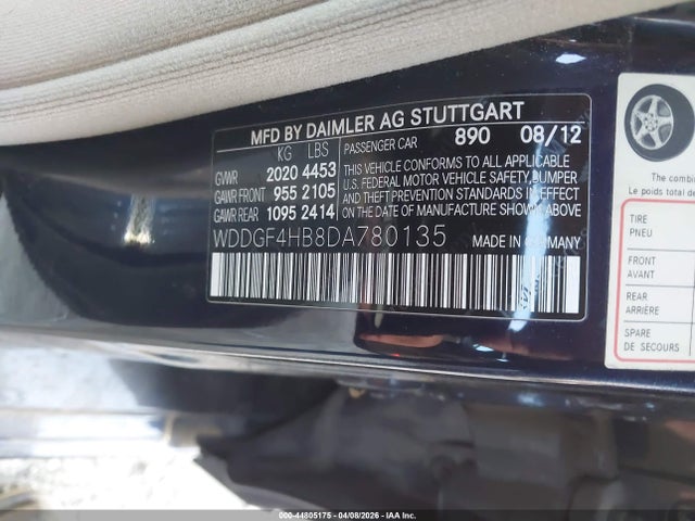 Aukcja sprzedaży 2013 Mercedes-benz C 250 Luxury, vin: WDDGF4HB8DA780135, numer aukcji: 44805175