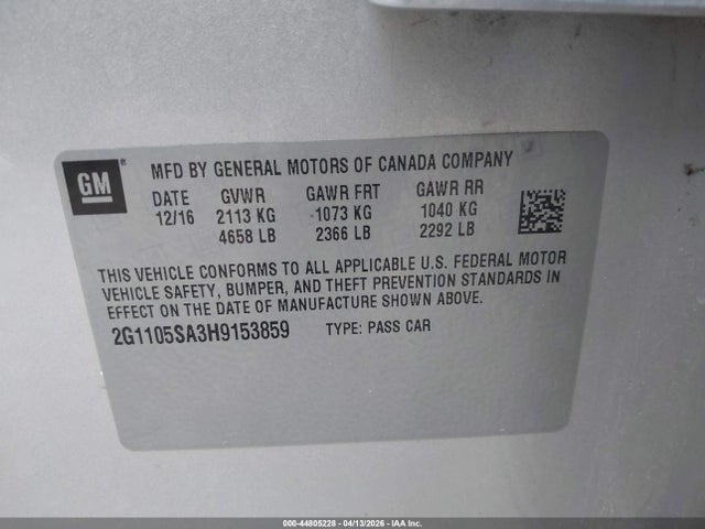 2G1105SA3H9153859 Chevrolet IMPALA 1LT