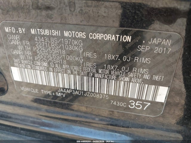 JA4AP3AU1JZ008375 Mitsubishi Outlander Sport 2.0 Es