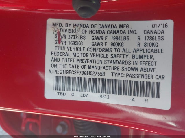 Honda CIVIC EX 2016 2HGFC2F79GH527558 Image 9