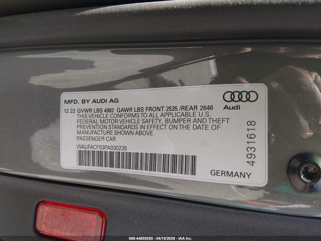 Aukcja sprzedaży 2023 Audi A5 Sportback Premium Plus 45 Tfsi S Line Quattro S Tronic, vin: WAUFACF53PA030235, numer aukcji: 44805280