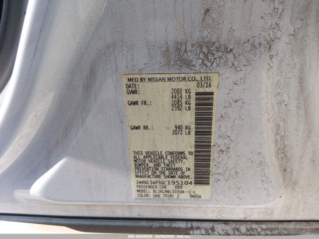 1N4BL3AP3GC195104 Nissan Altima 3.5 Sr