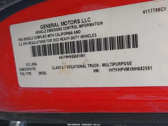 1HTKHPVMXNH682581 Chevrolet Silverado 4500hd 1wt