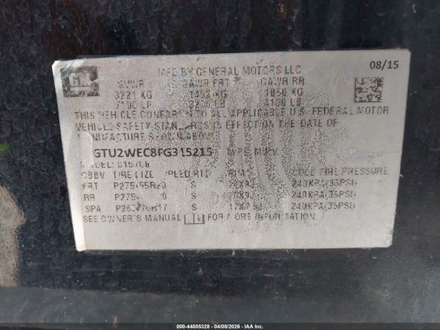 Продаж на аукціоні авто 2015 Gmc Sierra 1500 Denali, vin: 3GTU2WEC7FG231449, номер лоту: 44805328