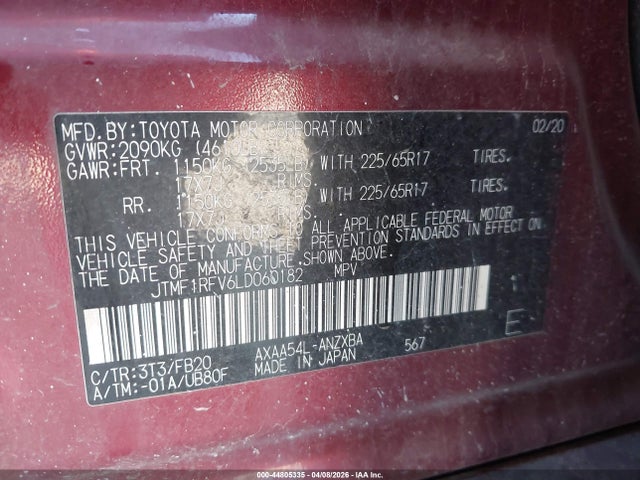 Toyota RAV4 LE 2020 JTMF1RFV6LD060182 Image 9