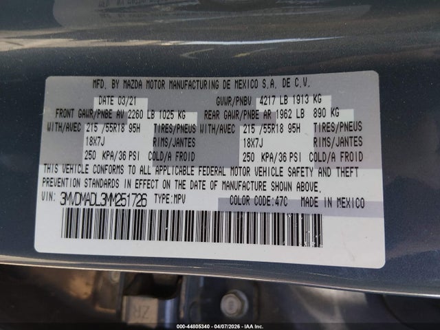 Продаж на аукціоні авто 2021 Mazda Cx-30 Premium, vin: 3MVDMADL3MM251726, номер лоту: 44805340