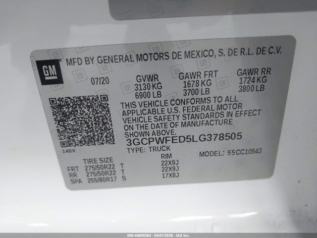 2020 CHEVROLET SILVERADO 1500 3GCPWFED5LG378505 Photo 8