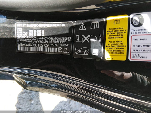 Aukcja sprzedaży 2020 Bmw 430i Xdrive, vin: WBA4W5C08LFH22729, numer aukcji: 44805387