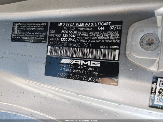 WDDXJ7JB4FA001231 Mercedes-Benz S 63 Amg 4matic