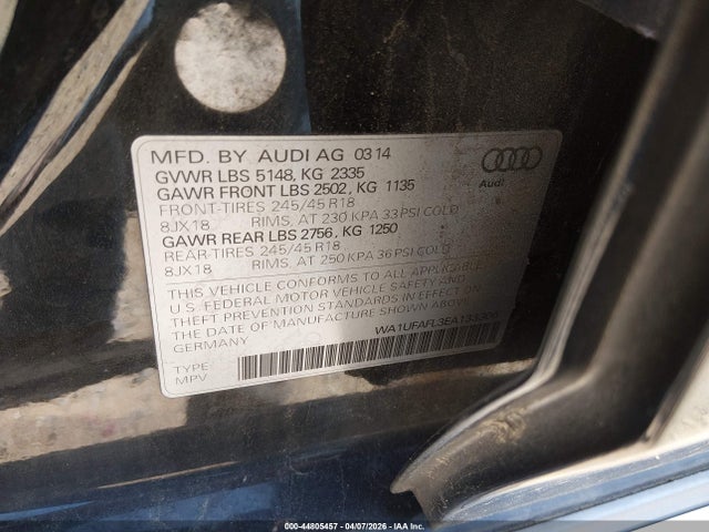 Aukcja sprzedaży 2014 Audi Allroad 2.0t Premium, vin: WA1UFAFL3EA133306, numer aukcji: 44805457