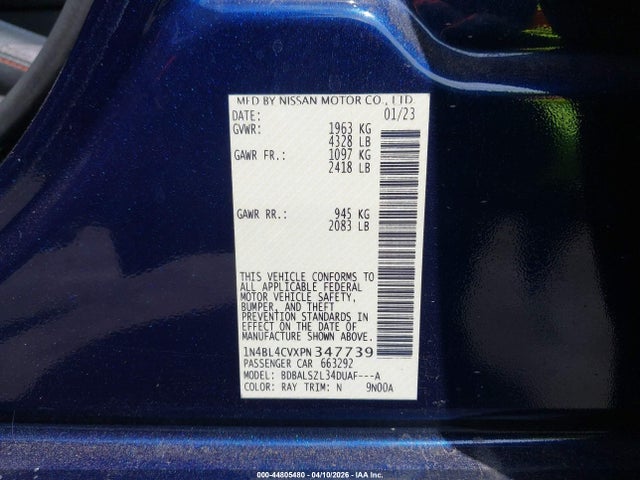 1N4BL4CVXPN347739 Nissan Altima Sr Fwd