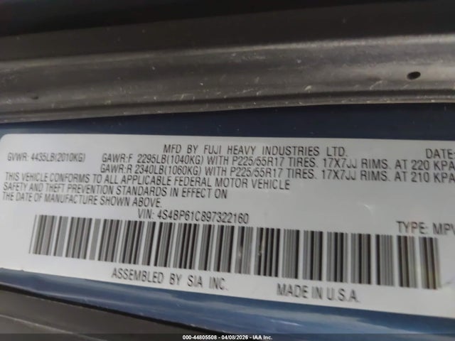 Продажа на аукционе авто 2009 Subaru Outback 2.5i, vin: 4S4BP61C897322160, номер лота: 44805508