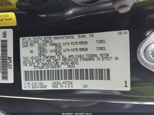 Продаж на аукціоні авто 2015 Toyota Tundra 1794 5.7l V8, vin: 5TFAW5F12FX428393, номер лоту: 44805517