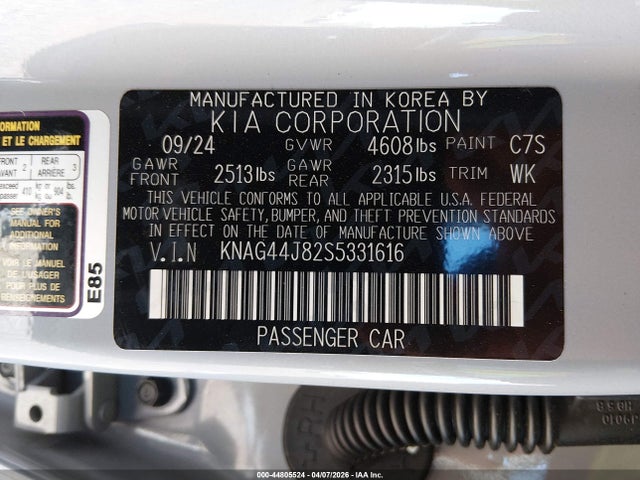 Продажа на аукционе авто 2025 Kia K5 Gt, vin: KNAG44J82S5331616, номер лота: 44805524