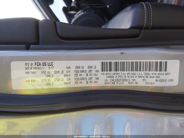 Продаж на аукціоні авто 2015 Jeep Grand Cherokee Limited, vin: 1C4RJEBG2FC825413, номер лоту: 44805531